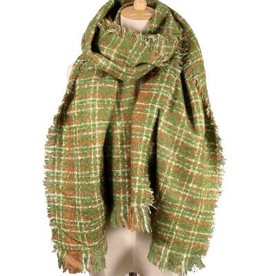 green plaid cashmere scarf