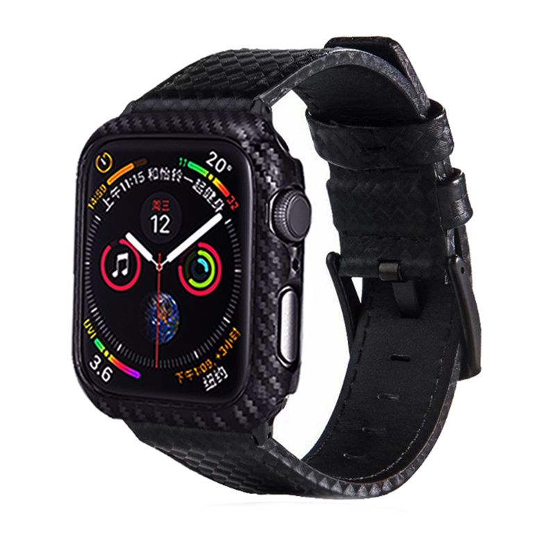 Compra Banda De Cuero Laforuta Para Apple Watch 44mm 40mm Correa IWatch De  Fibra De Carbono 44mm 40mm + IWatch PC Case Correa De Reloj Para La Serie  4/3/2 Barato | Entrega