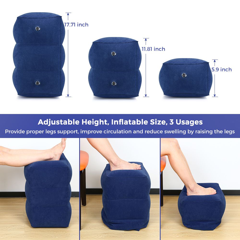 Travel Inflatable Foot Rest Pillow Adjustable Height Portable Leg Rest