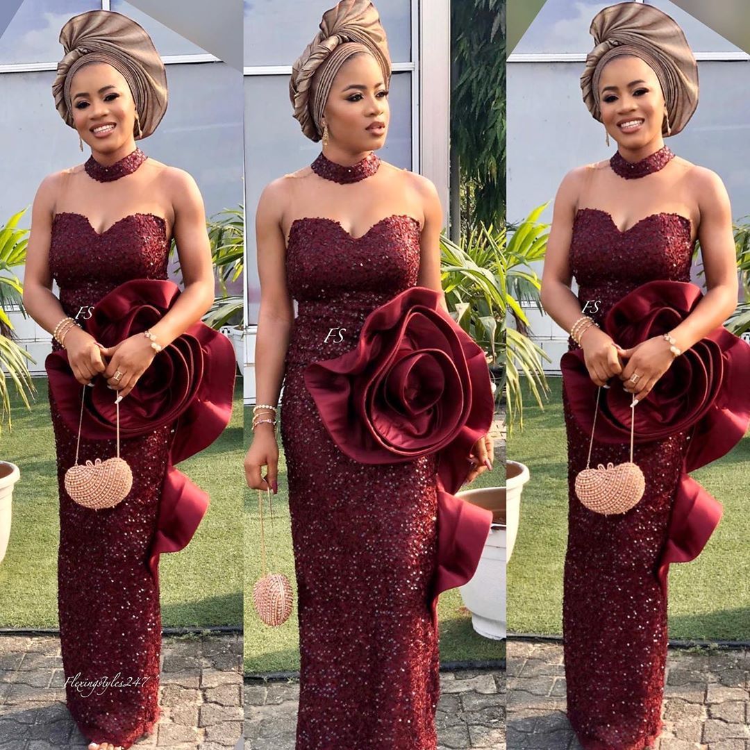aso ebi burgundy