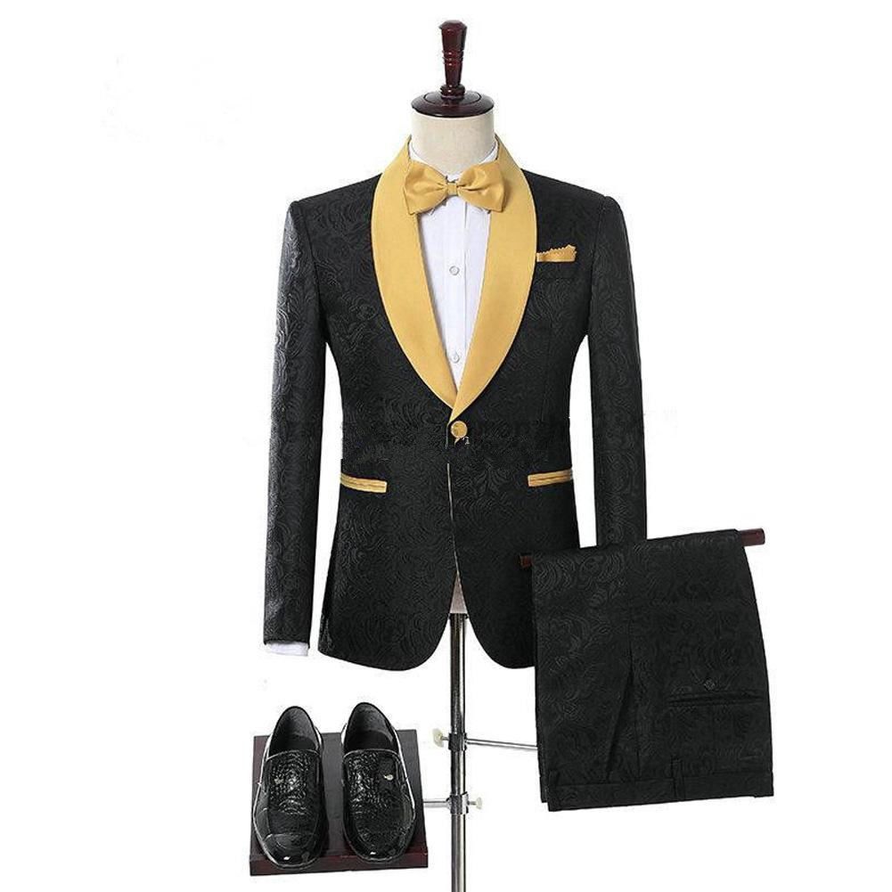 Compra Traje Floral Hombres De Oro Traje Novio De Boda Trajes De Esmoquin  Slim Fit Traje Formal De Negocios Padrinos De Boda Los Mejores Disfraces De  Hombre Pantalones + Abrigo + Corbatín