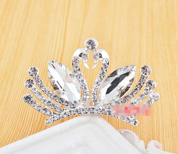 Bling Bling Bridal Crystal Tiara Crowns Swan Kids Queen Pageant