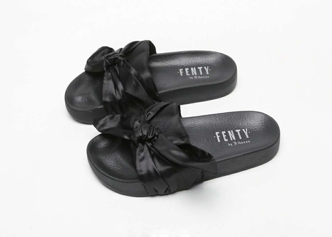 black bow slippers