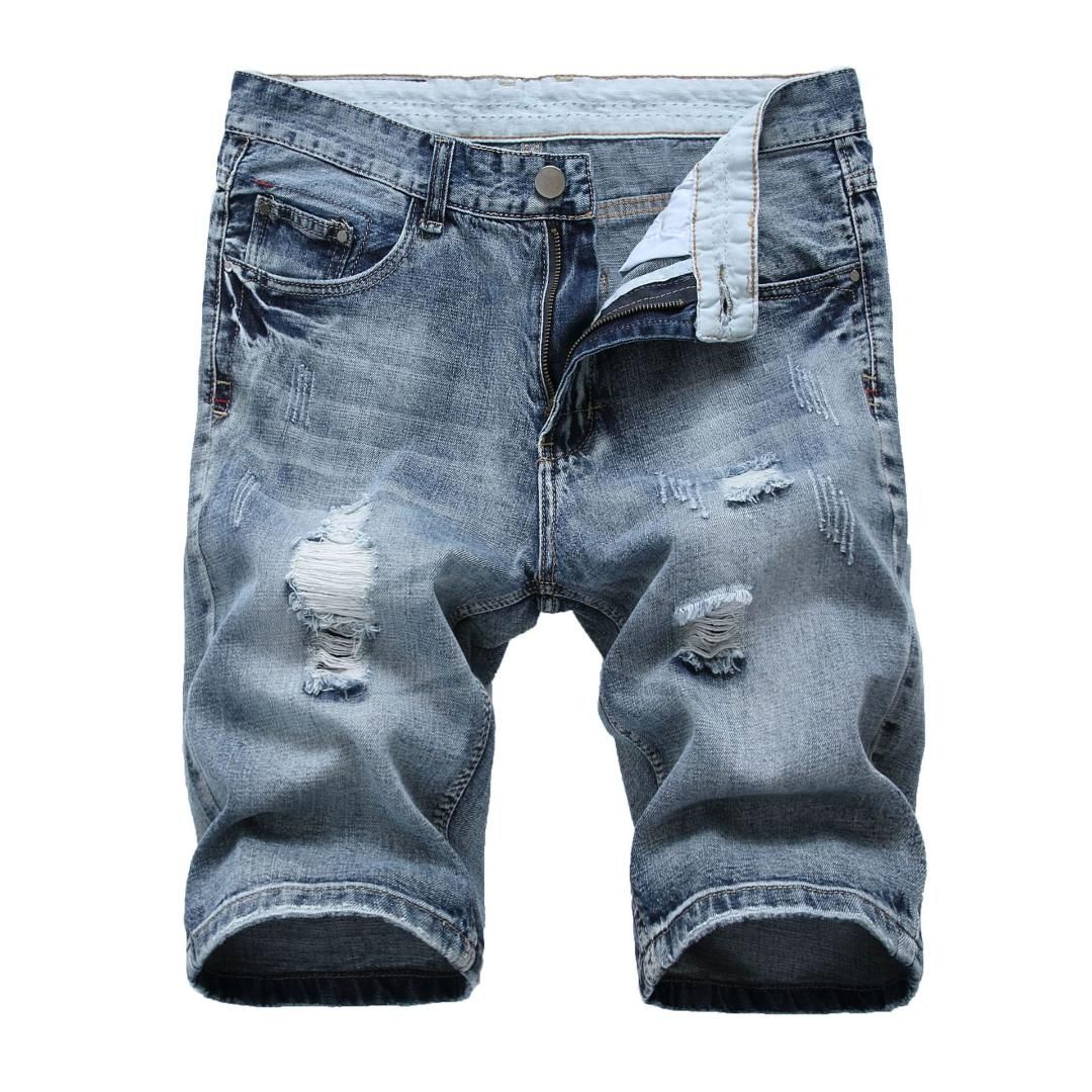 Summer Fashion Denim Shorts Men Slim Ripped Short Jeans Men Plus Size Classic Knee Length