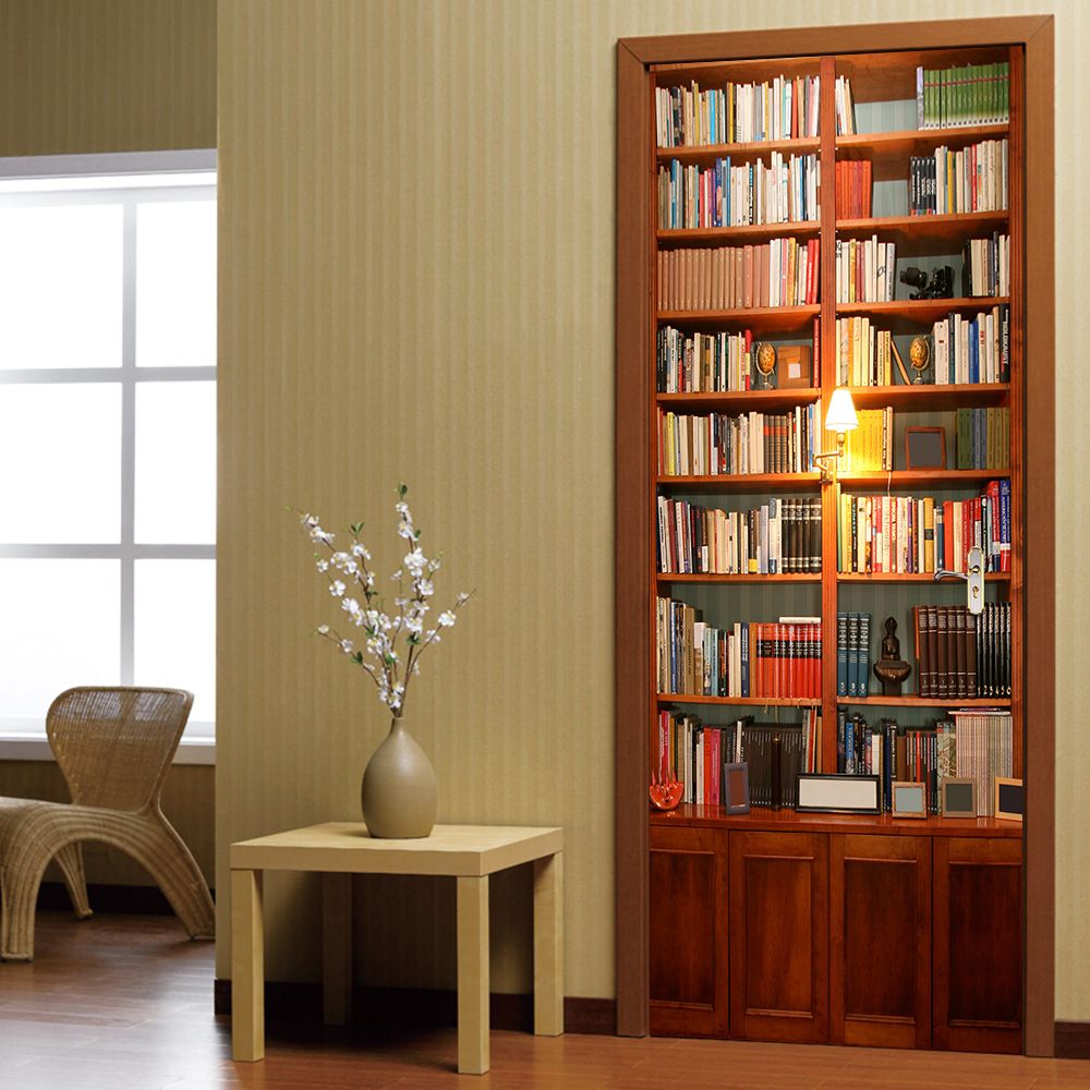 Large Room Vintage Book Cabinet Door Decoration Wall Decal Door