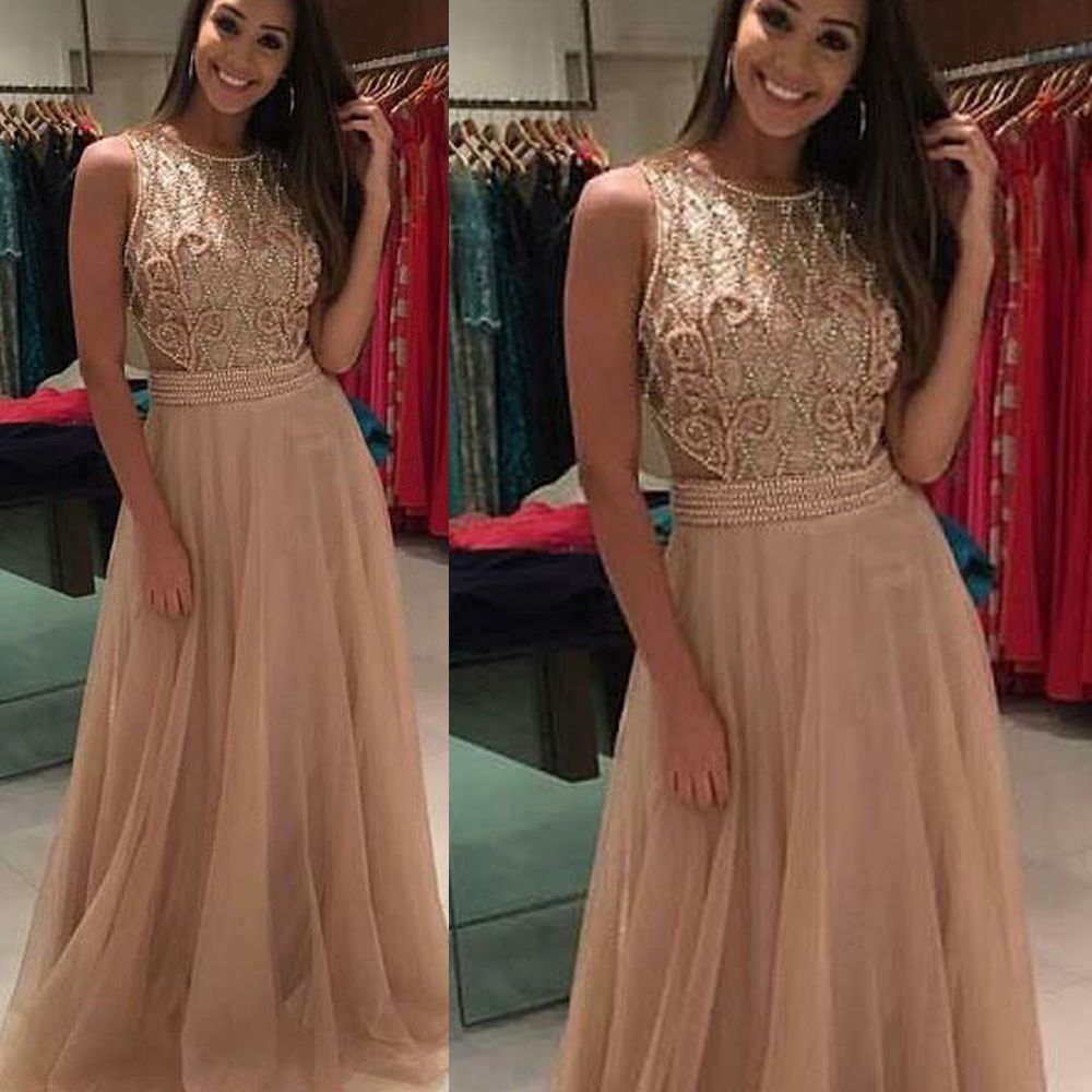 vestido de formatura champanhe