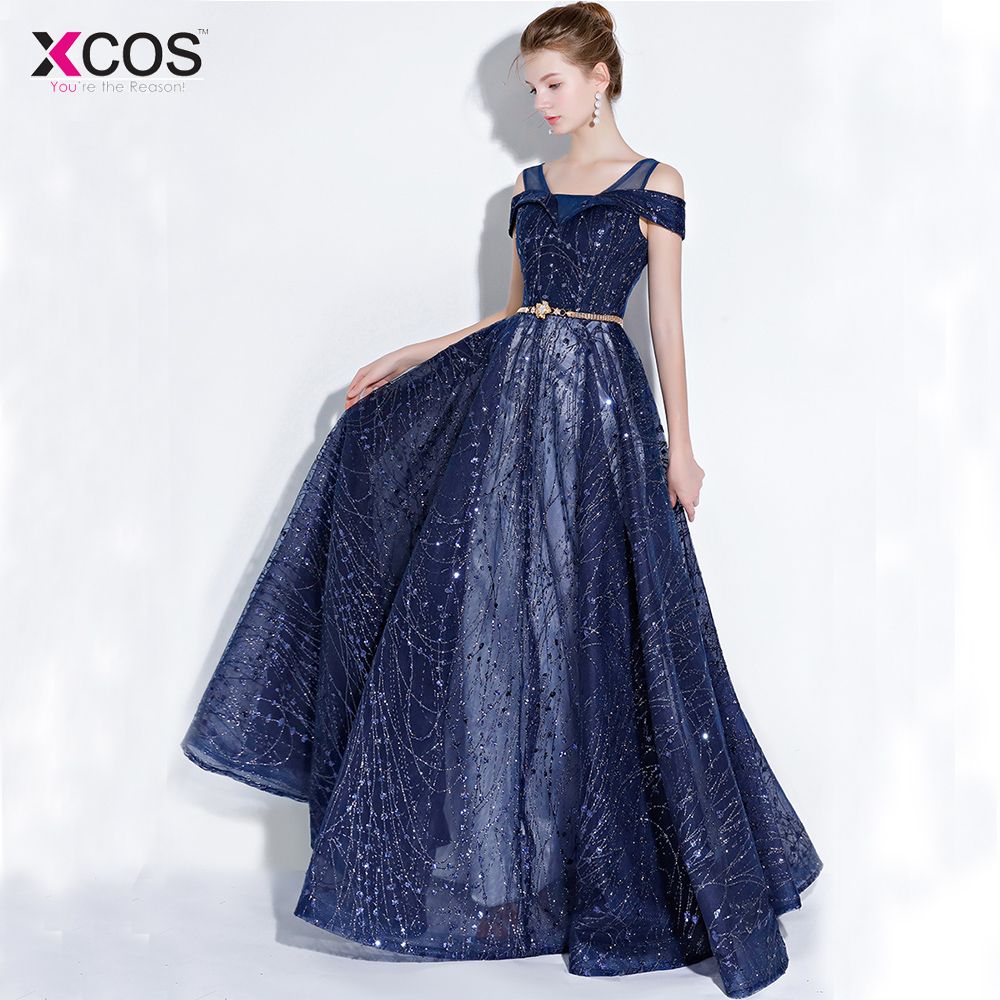 navy blue prom dresses 2018