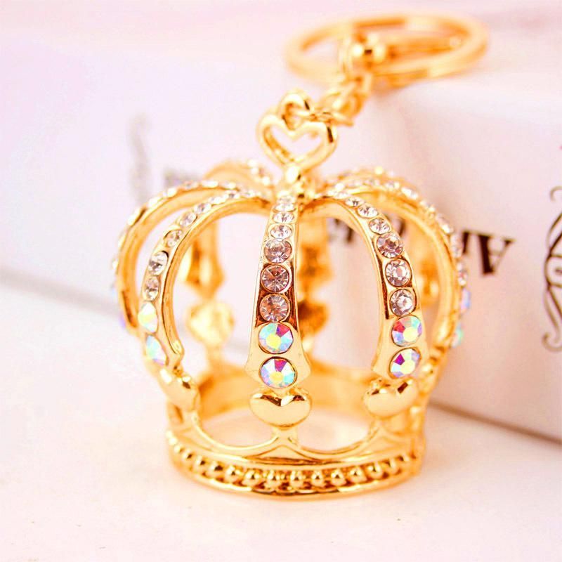 Best And Cheapest Key Rings Rhinestone Royal Crown Keychain 3D Alloy