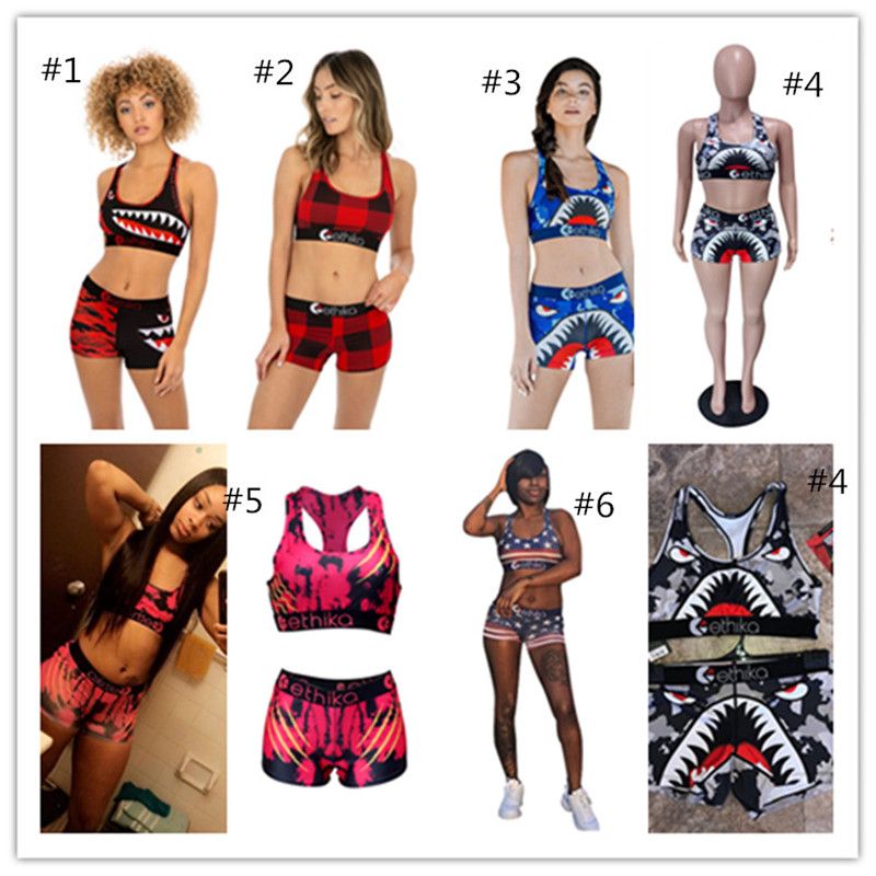 Горячие Продажа Женщины Пляжная Бикини Set 2 Шт Vest Танк Bras КупальникПляж Акулы Плед Легкий Костюм С Шортами Купальники Для Купания ОдеждаTankinis A3212 От 1 652 руб.