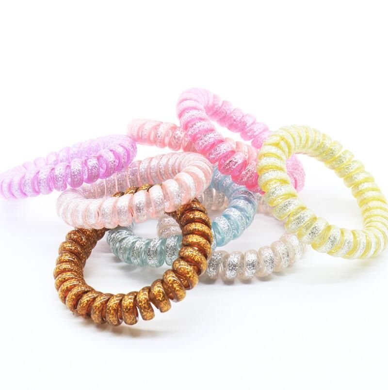 Spiral Hair Ties No Crease Elastics Coil Hair Ties Phone Cord Hair