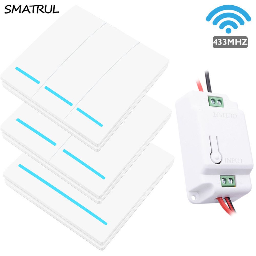 2020 Smatrul 433mhz Wireless Smart Light Switch Rf Remote Control 1000w 50m Ac 110v 220v Receiver Wall Panel Push Button Bedroom Lamp Y200407 From