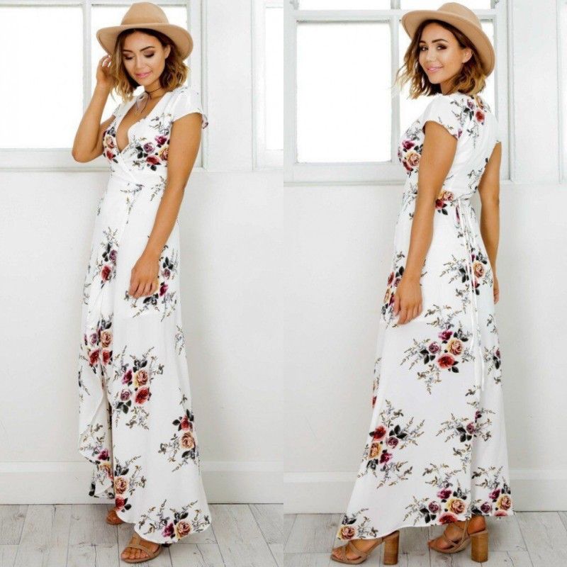 short sleeve long dress