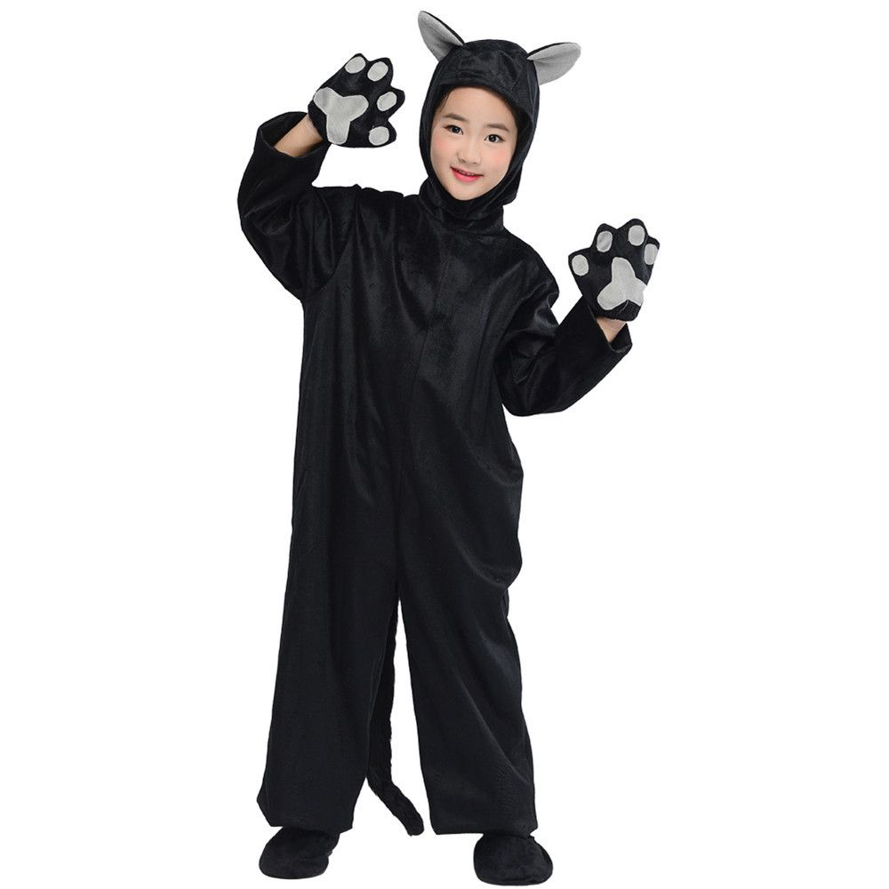 Kitty Cat Adults Cat Jumpsuit Black Halloween Fancy Dress Costume new