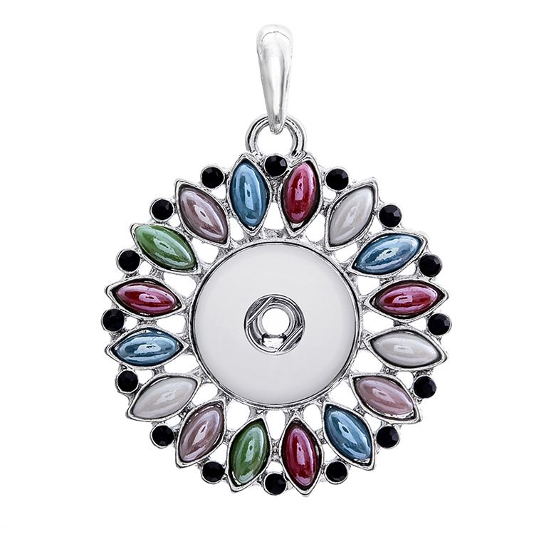 Hot Women Crystal Jewelry Necklace Pendant Fit 18mm Noosa Snap Button N166