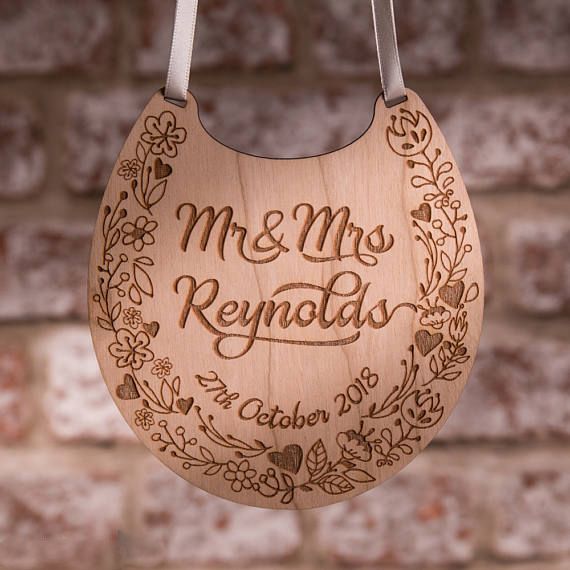 Personalised Mr And Mrs Wedding Good Luck Wild Flower Wood Horse