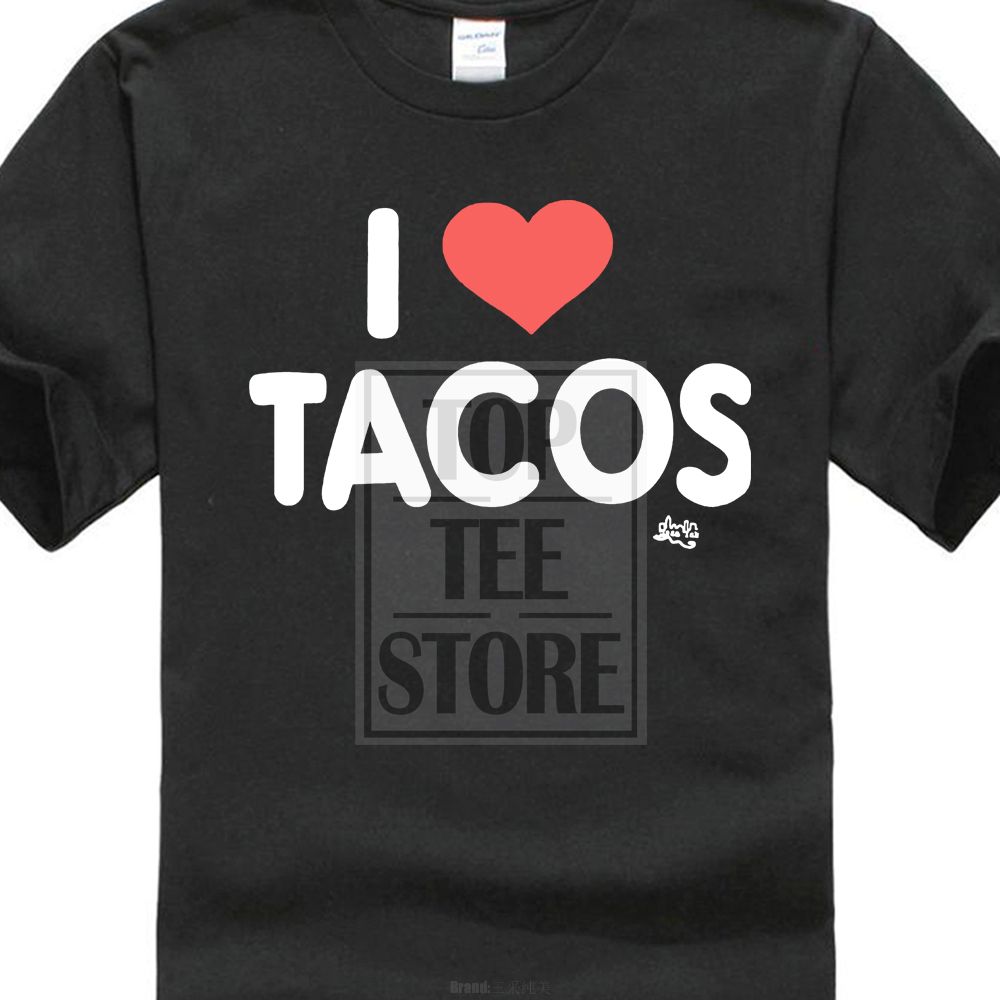 tipo cómo utilizar alto Camisetas estampadas personalizadas de alta calidad para hombres Camisetas  con estampado de estampados I Love Tacos