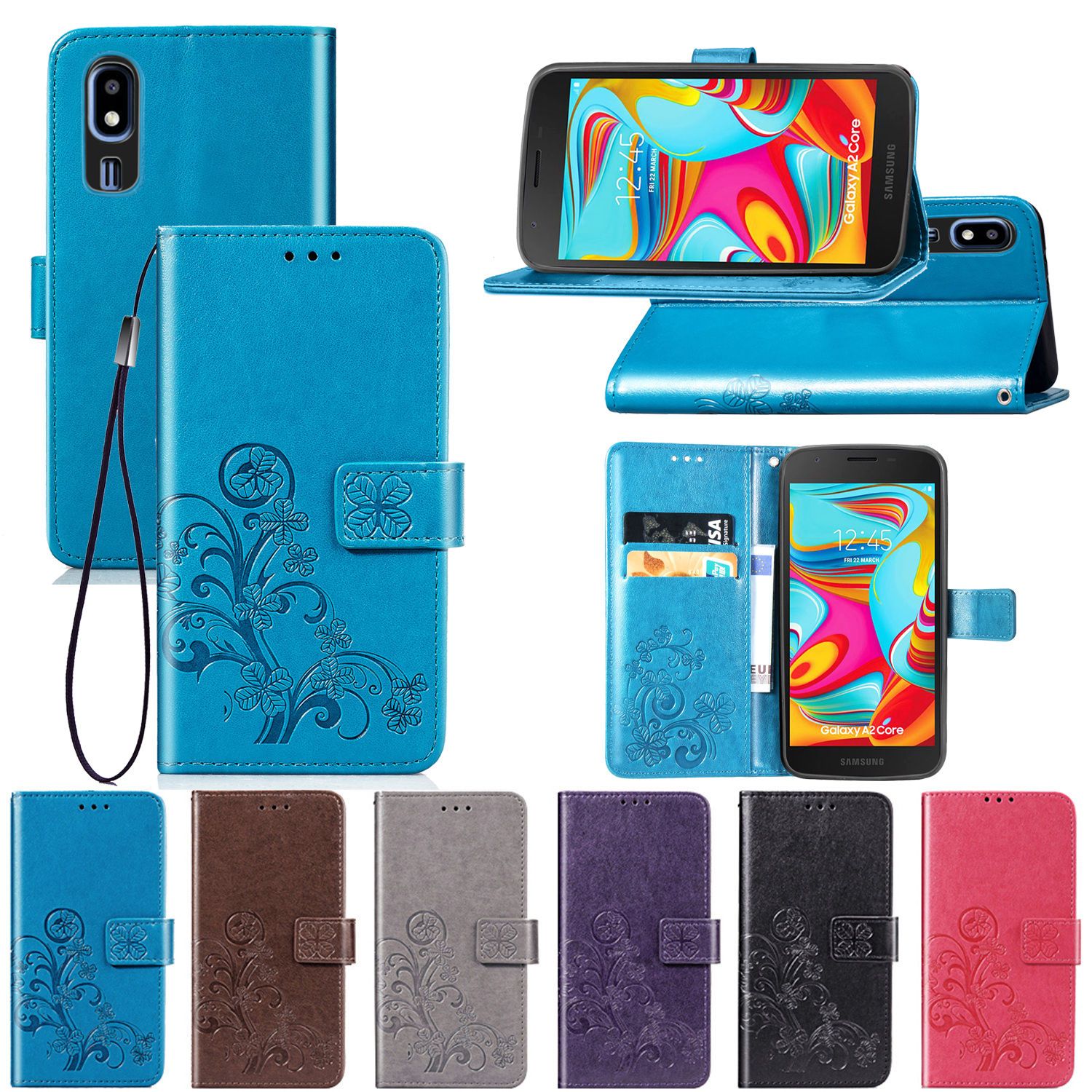 Melhor Para Samsung Galaxy A2 Cour Case PU Couro Capa Lucky Quatro Trevo  Com Carteira De Cartão De Carteira Hand Strap Núcleo A2 A $48,28 |  DHgate.Com