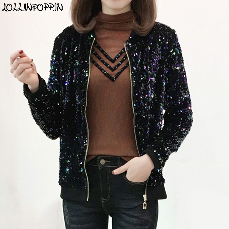 sequin bomber jacket womens