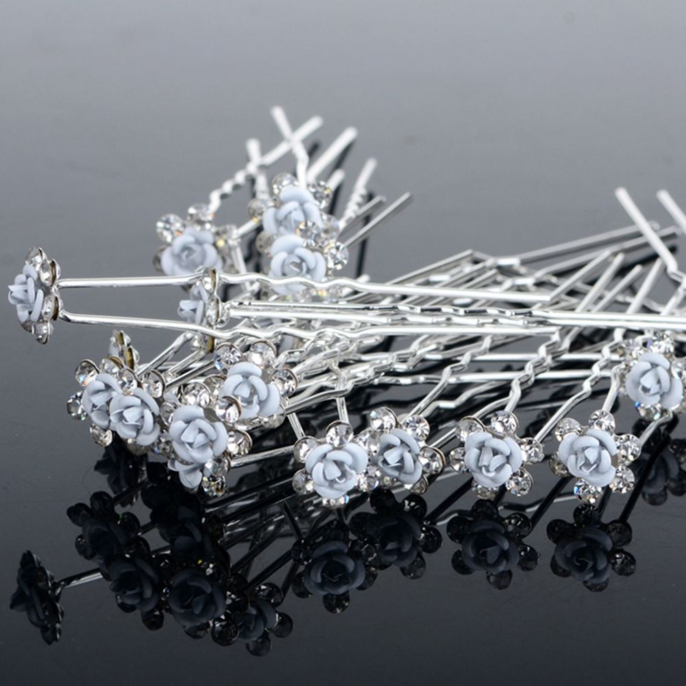 2019 Wedding Bridal Hair Pin Crystal Faux Pearl Flower Shiny Hair
