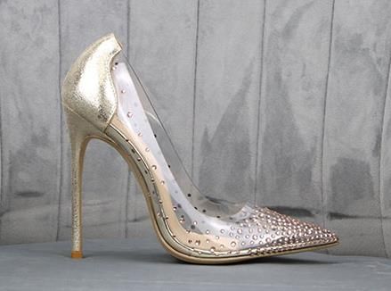 clear wedding shoes with rhinestones