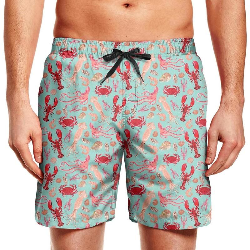 2021 Mens Swimming Trunks Cray Crazy Red Lobster Crayfish Pattern ...