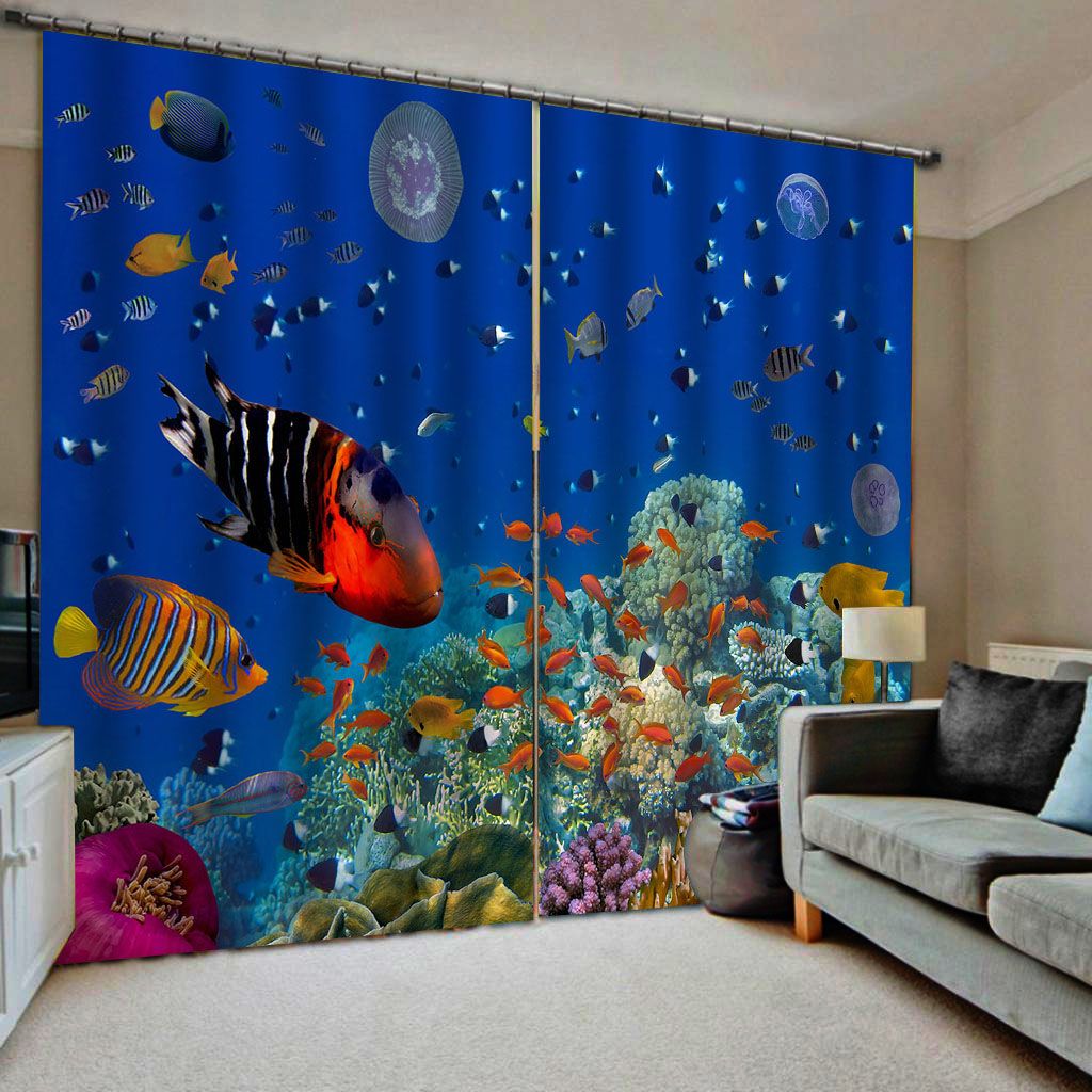 2020 Blue Ocean Curtains 3d Curtains Blackout For Living Room Kids