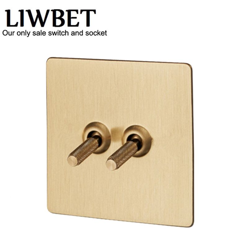 2021 Gold Color Wall Switch And 2 Gang 2 Way Copper Panel Light Switch