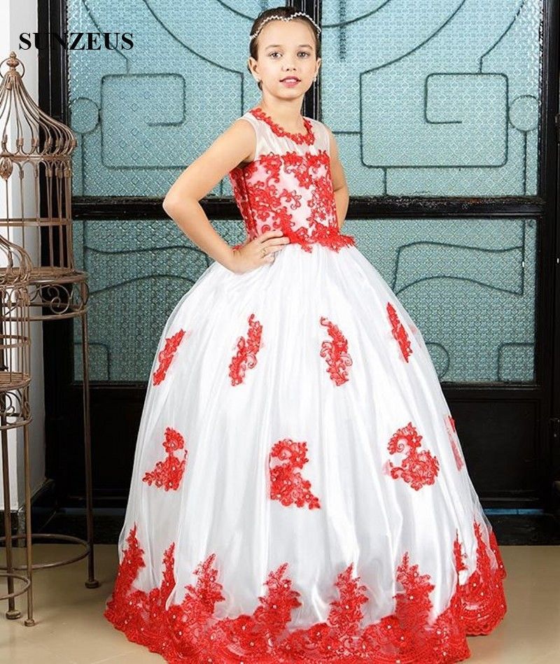 red white flower girl dresses