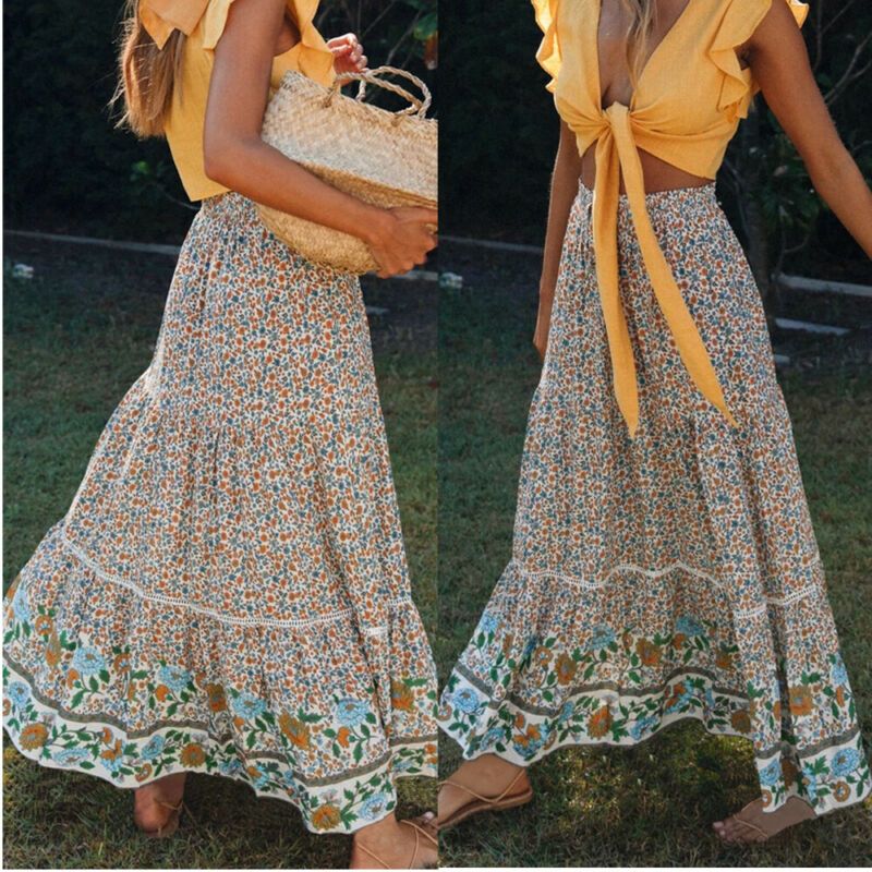 maxi boho skirts