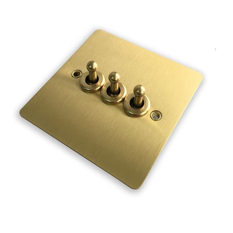 2020 Gold Color Wall Switch And 3 Gang 2 Way Copper Panel Light Switch