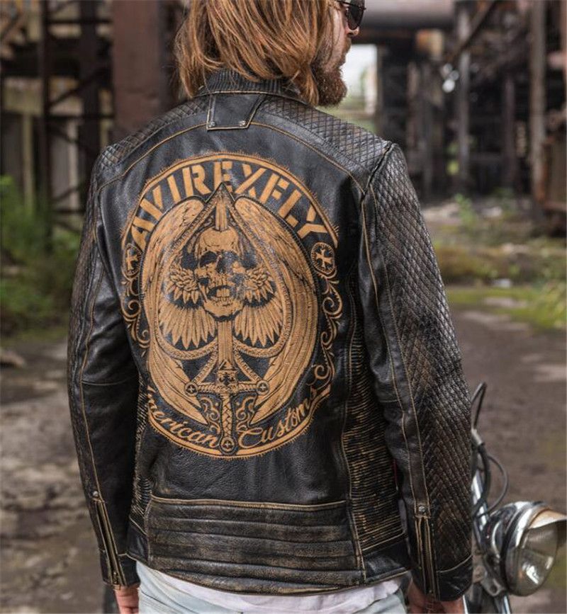 Compra Aduanas Americanas Vintage Negro AVIREX FLY Hombre Motocicletas  Chaquetas De Cuero 100% Cuero Genuino Cabeza De Calavera Alas Alas Barato |  Entrega Rápida Y Calidad | Es.Dhgate
