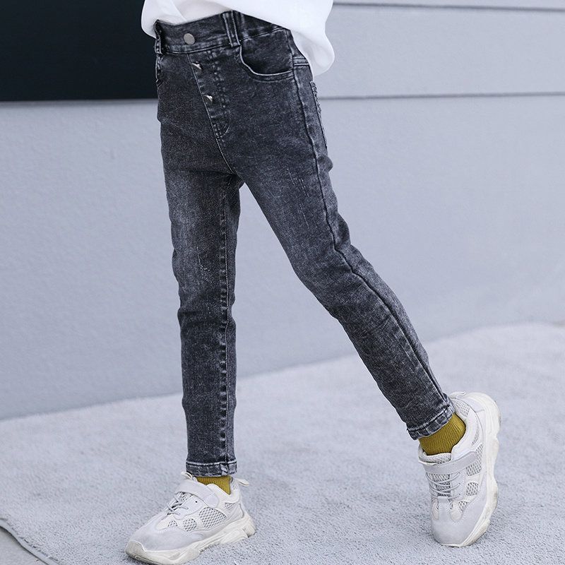 Compra Kids Slim Fit Carga Jeans Para Niñas Jeans Causales Con Botones De  Metal Niño Blue Blue Black Denim Pantalones Para Niñas 4 5 6 7 8 9 10 11 13  Barato | Entrega Rápida Y Calidad | Es.Dhgate
