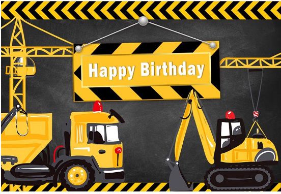 2020 7x5ft Happy Birthday Construction Banner Bricks Builder Dump