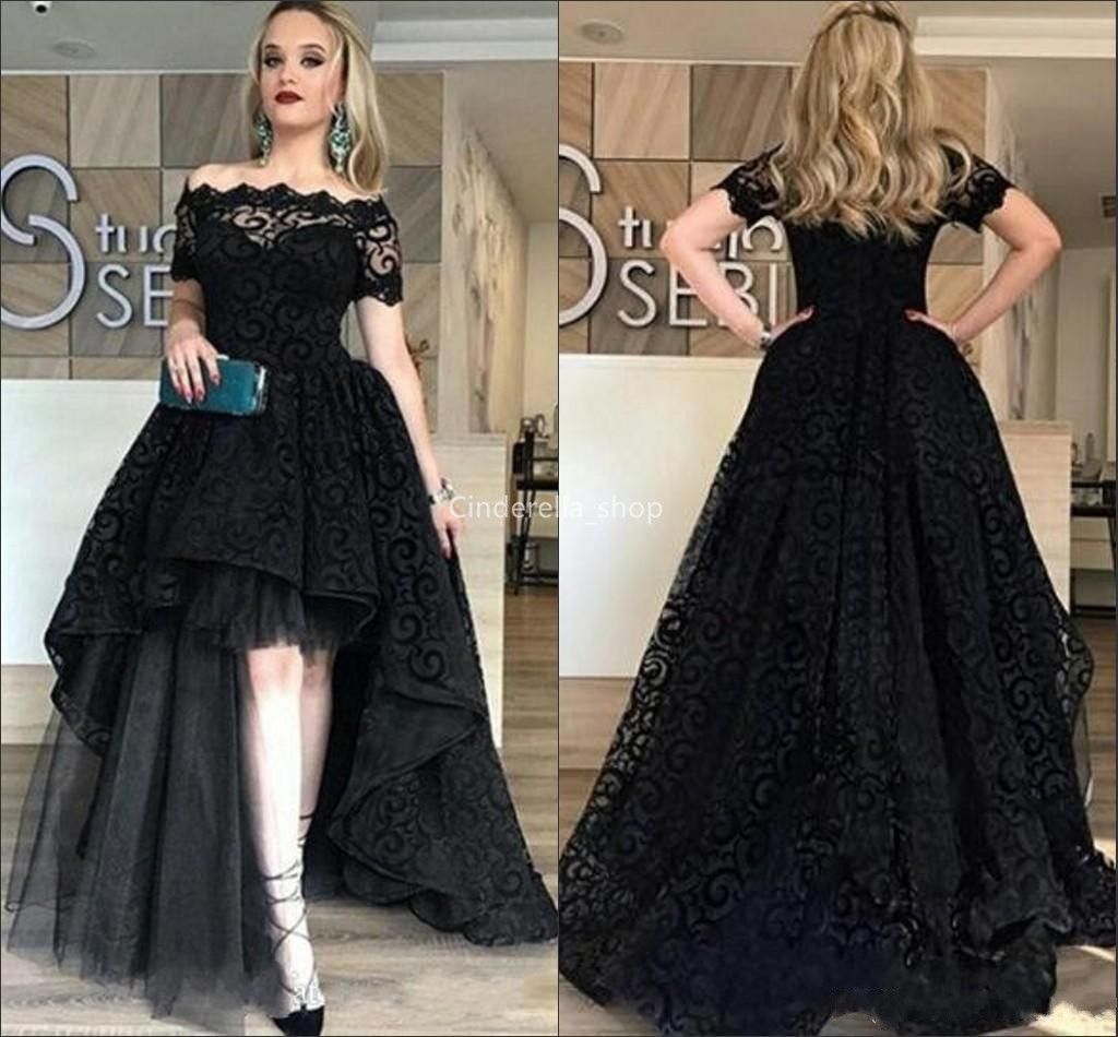black lace high low dress