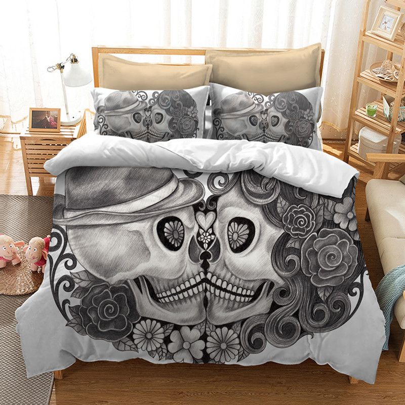 Skull Bedding Set For King Size Bed Europe Style 3d Sugar Skull