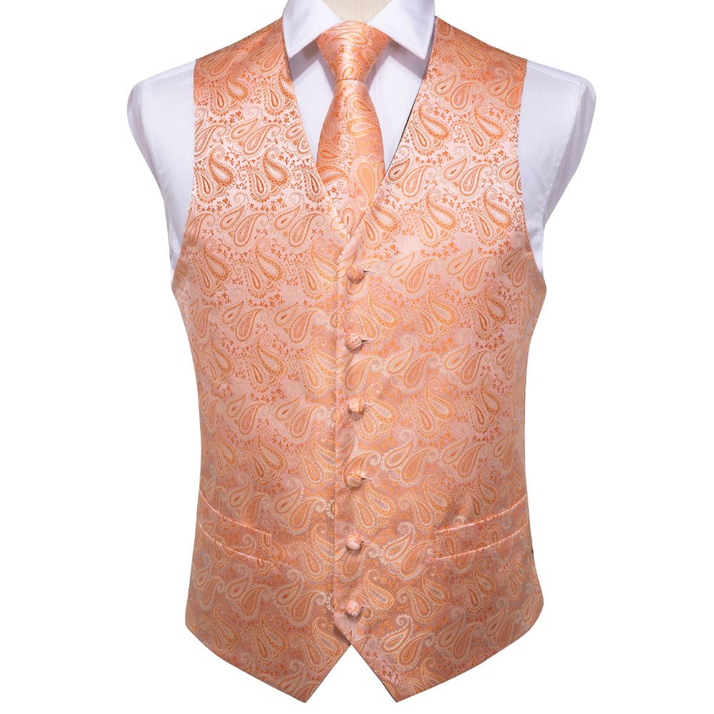 Satin Al Dibangu Erkek Turuncu Yelek Cep Kare Kravat Kol Dugmeleri Erkekler Dugun Is Mj 108 Hanky Suit Set Tl230 54 Dhgate Comda