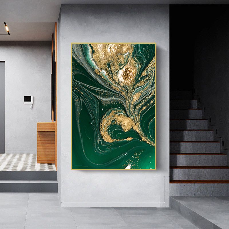 40cm-Army Green Arte de la hoja de la lona de la planta verde nórdica impresión del cartel cuadro de la pared Decoración sin marco # 30 