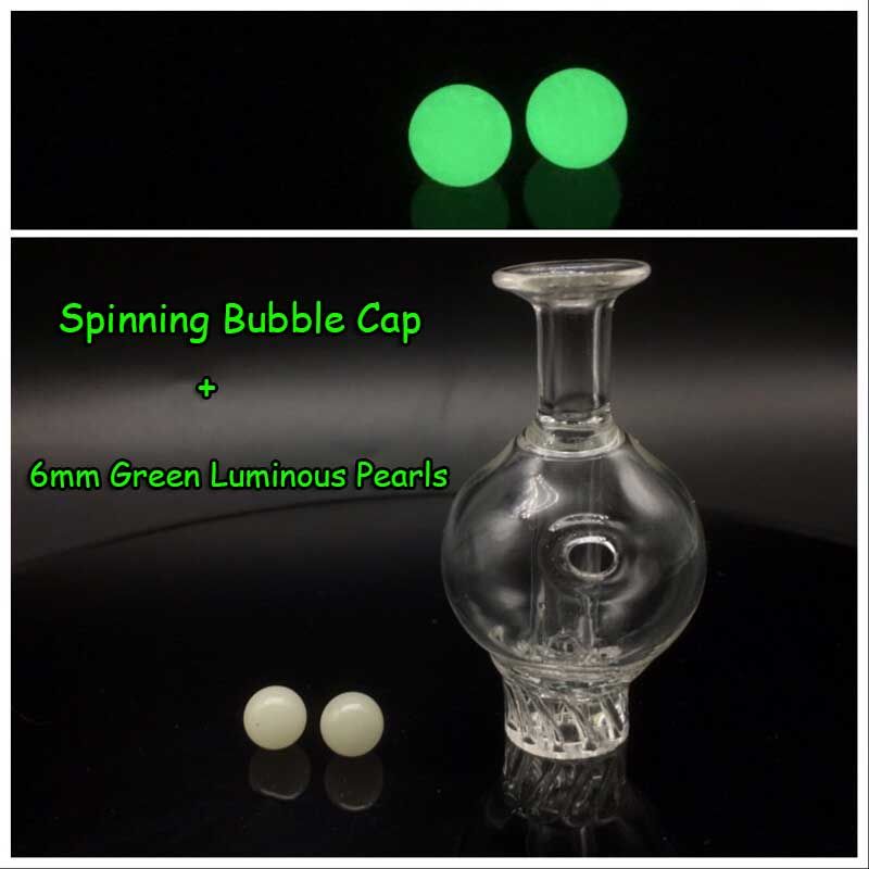 Bubble Cap+6mm Green Pearls