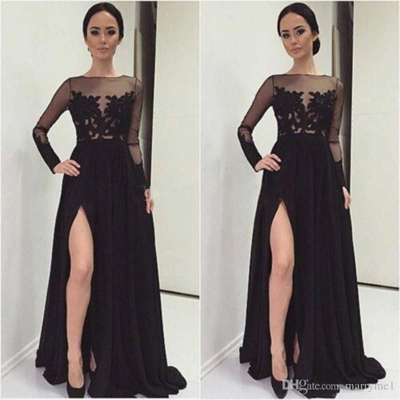 Grosshandel Split Abendkleider Spitze Schwarz Prom Kleid 19 Sexy Plus Size Lang Elegant Durchsichtig Spitze Applikationen Applikationen Brautjungfernkleider Von Customizeddresses Auf De Dhgate Com Dhgate