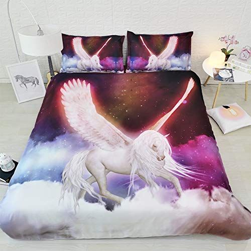 Unicorn Bedding Twin For Girls White Purple Galaxy Bed Set Queen