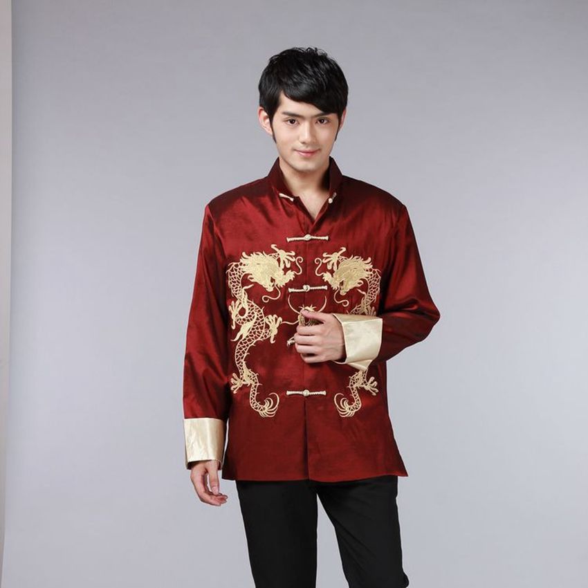 Compra Chino Camisa Tradicional Ropa China Para Hombres Top Men Tang Traje  Dragón Satén De Manga Larga Disfraz Barato | Entrega Rápida Y Calidad |  Es.Dhgate