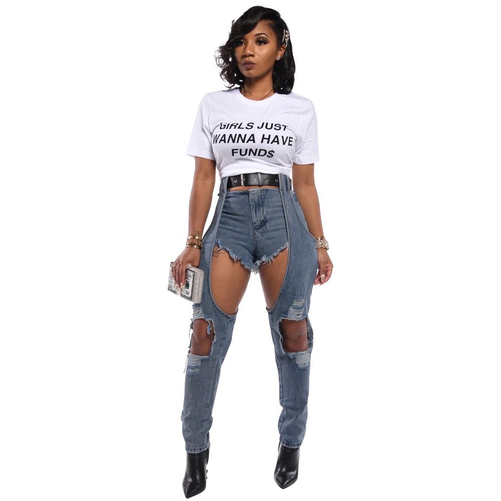 womens extreme ripped jeans