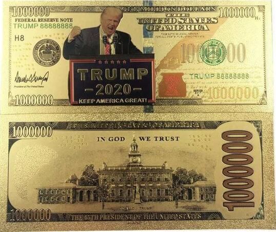 President D Melania Trump Novelty $100 Metallic Commerative Gold Note Trump 