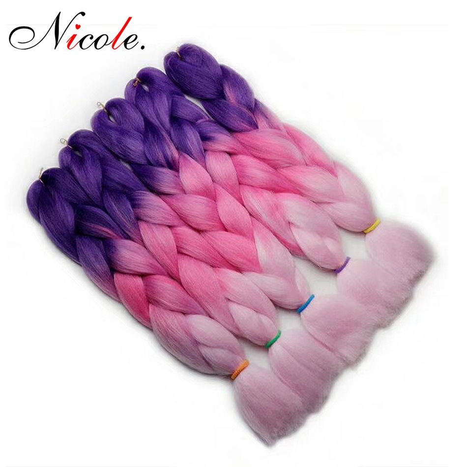 2019 Nicole Hair Ombre Synthetic Braiding Hair Crochet Jumbo