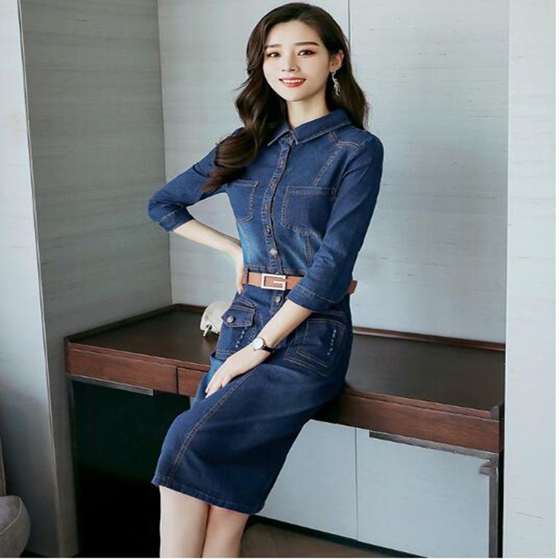 ladies black denim dress