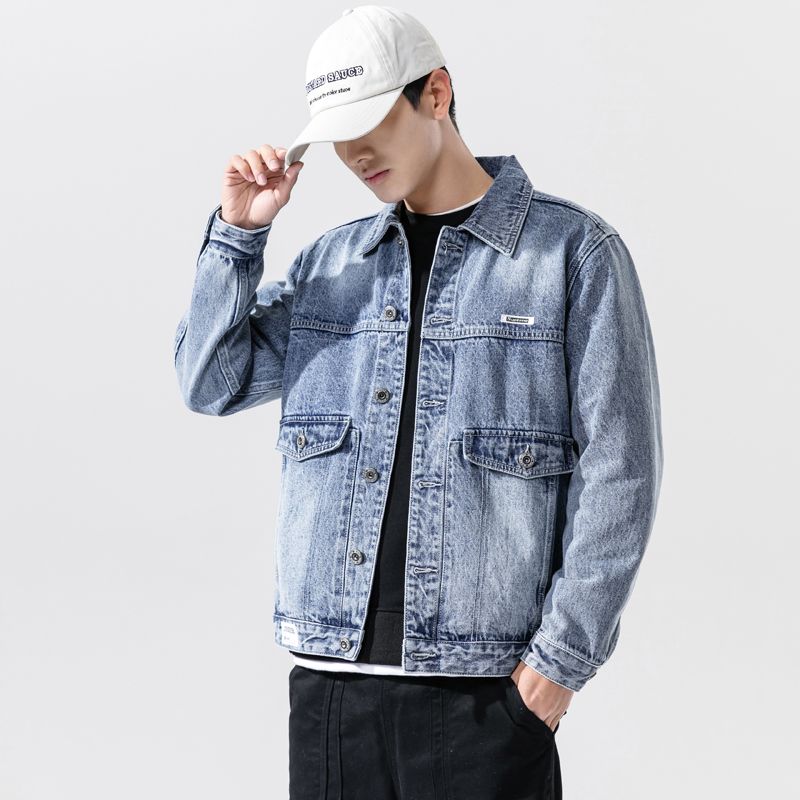 light blue denim jacket outfit men