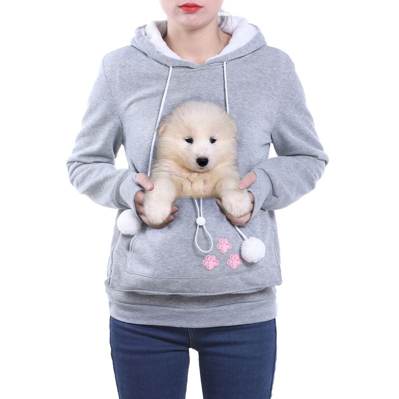 dog lovers hoodie with dog cuddle pouch