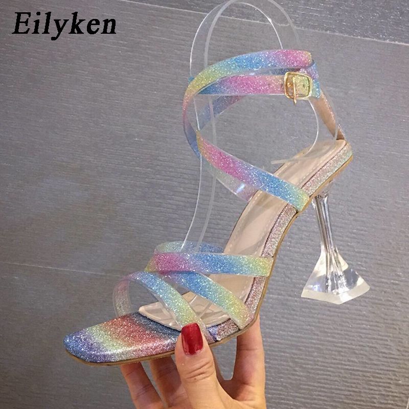 rainbow clear heels