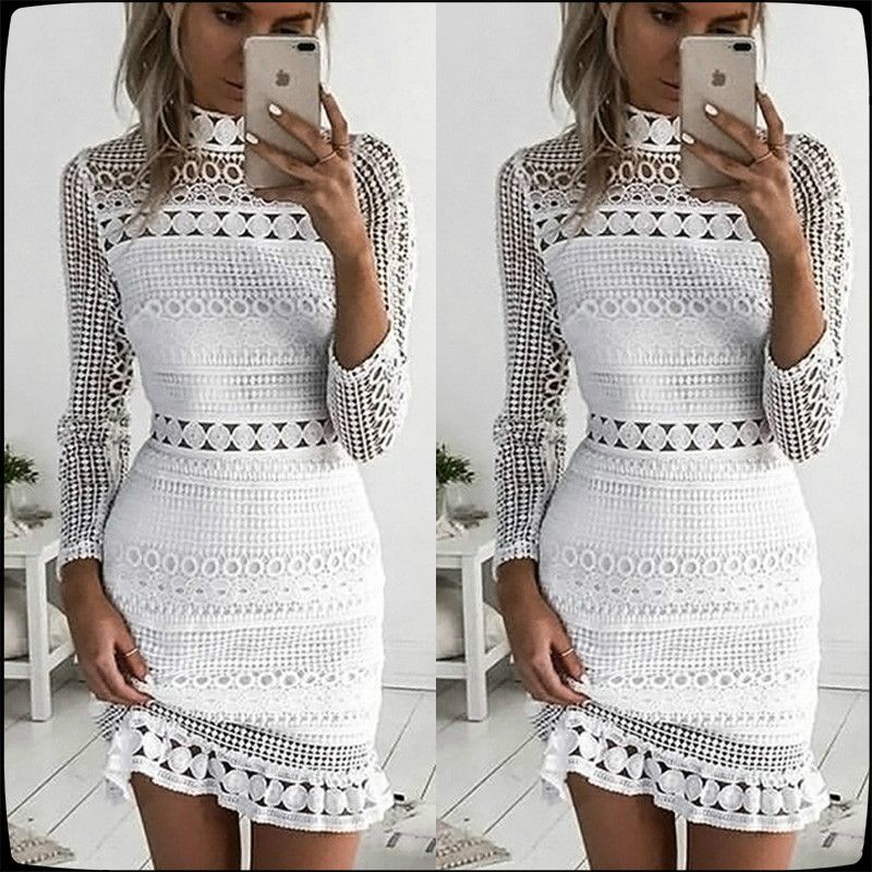 white lace mini bodycon dress
