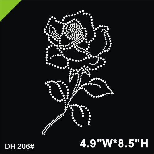 AB rose FLOWER RHINESTONE motif iron-on hotfix crystal
